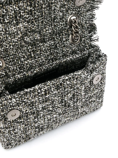 Shop Kurt Geiger Tweed Mini Kensington Crossbody Bag In Grey