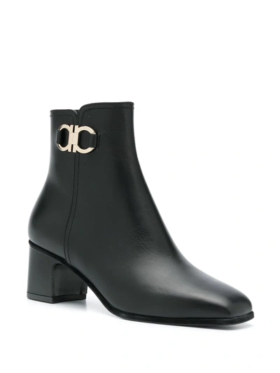 Ferragamo Leather Ankle Boots In Black