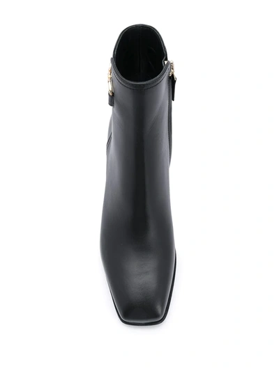 Ferragamo Leather Ankle Boots In Black