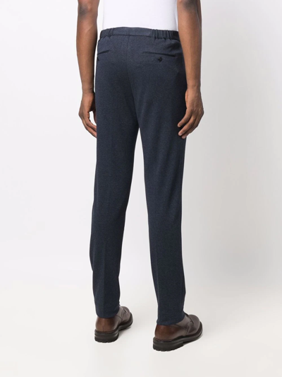 Shop Incotex Elasticated-waist Cotton Tailored Trousers In Blau