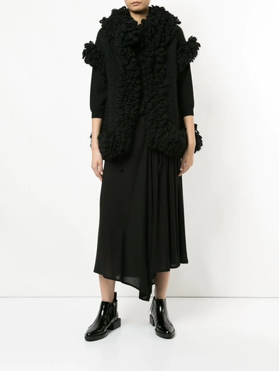 Pre-owned Yohji Yamamoto Vintage Knitted Sleeveless Ruffle Jacket In Black