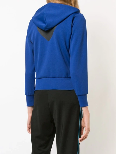 Shop Comme Des Garçons Play Drawstring Zip Hoodie In Blue