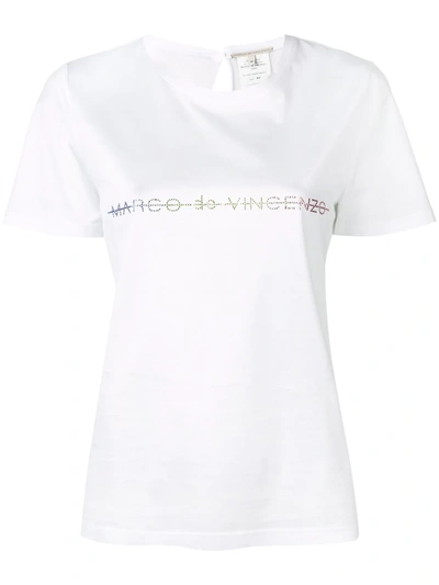 Shop Marco De Vincenzo Embellished Logo T-shirt In White