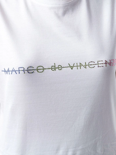 Shop Marco De Vincenzo Embellished Logo T-shirt In White