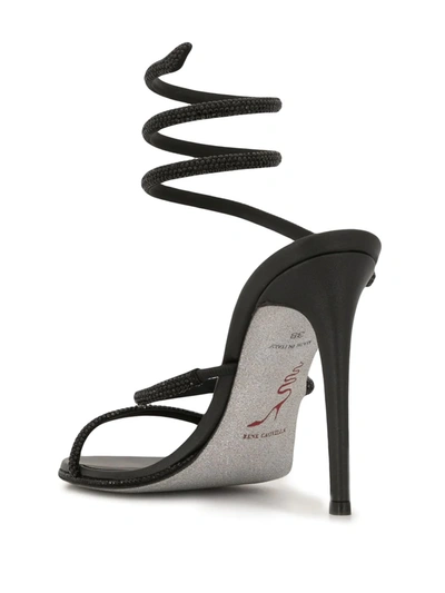René Caovilla Crystal-embellished Wraparound Leather Sandals In Black