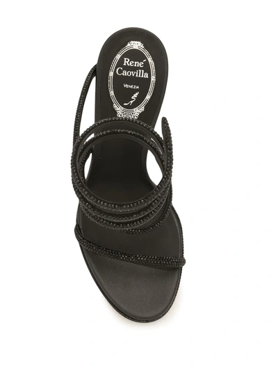 René Caovilla Crystal-embellished Wraparound Leather Sandals In Black