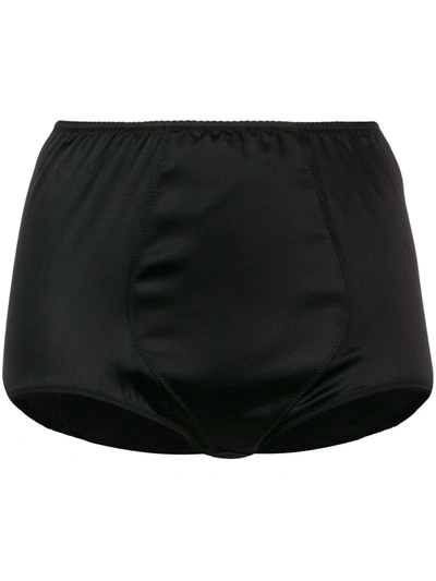 Shop Dolce & Gabbana High-waisted Satin Briefs In Black