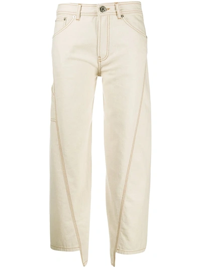 Shop Lanvin Mid-rise Wide-leg Trousers In Neutrals