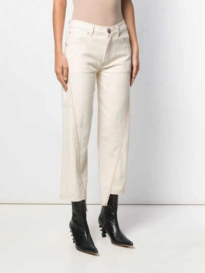 Shop Lanvin Mid-rise Wide-leg Trousers In Neutrals