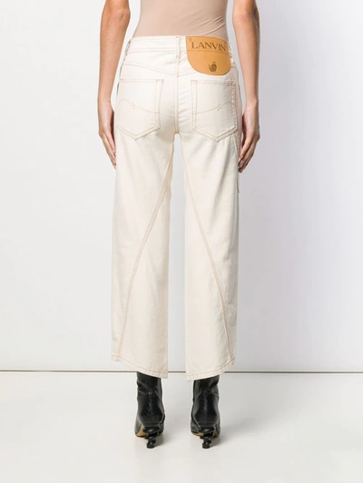 Shop Lanvin Mid-rise Wide-leg Trousers In Neutrals