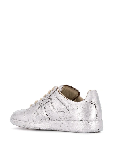 Shop Maison Margiela Replica Foiled Low-top Sneakers In Silver