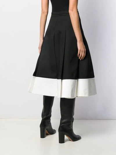 Shop Rochas Two Tone Pleated Skirt In Black