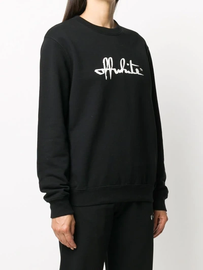 Off-white Felpa Girocollo Script 21 Regular In Black