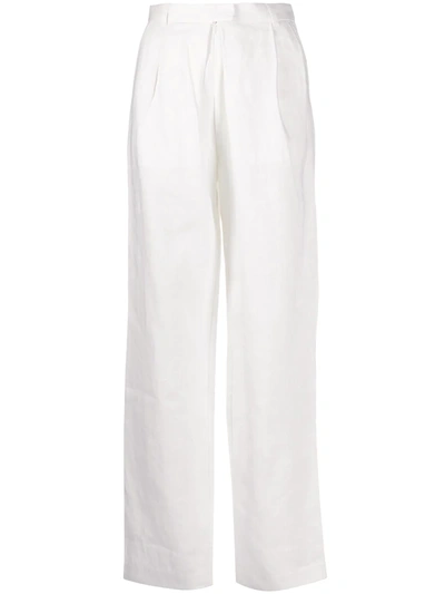 Shop Mara Hoffman High Waisted Trousers In White