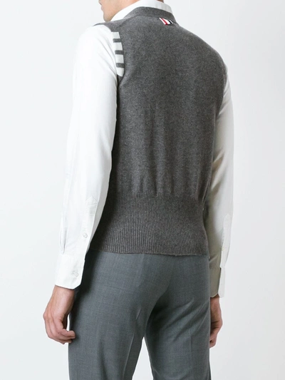Thom Browne Sleeveless Buttoned Cardigan In Grey