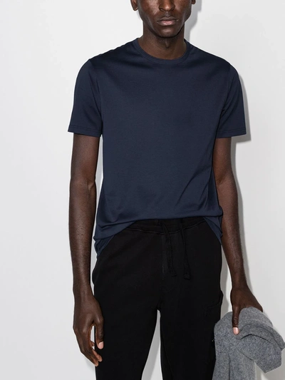 Sunspel Short Sleeve Mock Turtle T-shirt In Blue