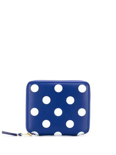 Shop Comme Des Garçons Polka-dot Leather Wallet In Blue