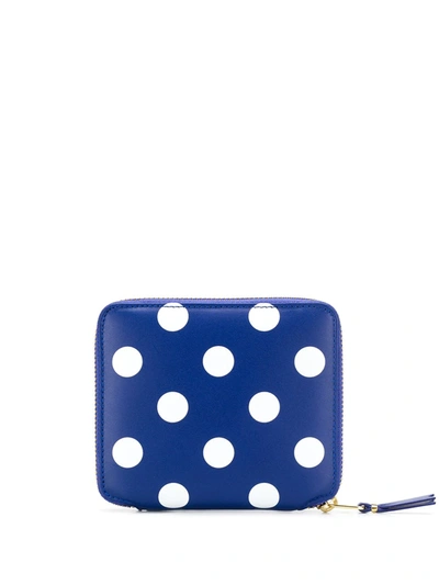 Shop Comme Des Garçons Polka-dot Leather Wallet In Blue