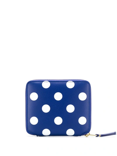 Comme Des Garçons Polka Dot Pattern Wallet In Blue