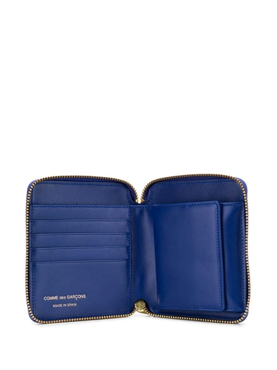 Shop Comme Des Garçons Polka-dot Leather Wallet In Blue