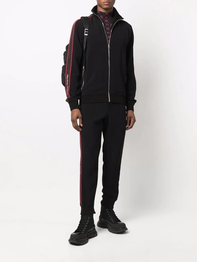 Shop Alexander Mcqueen Logo Side-panel Zipped Sweatshirt In Black