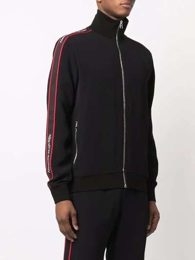 Shop Alexander Mcqueen Logo Side-panel Zipped Sweatshirt In Black
