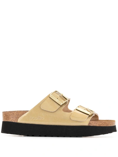 Shop Birkenstock Arizona Platform Double-strap Sandals In Gold