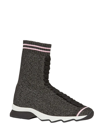 Shop Fendi Fabric Sock Sneakers In Black