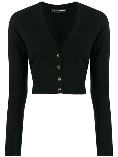 Shop Dolce & Gabbana Cropped V-neck Cardigan In Black