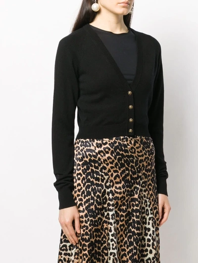 Dolce & Gabbana Cropped V Neck Cashmere Knit Cardigan In Black