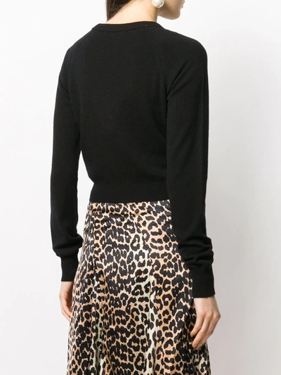 Dolce & Gabbana Cropped V Neck Cashmere Knit Cardigan In Black
