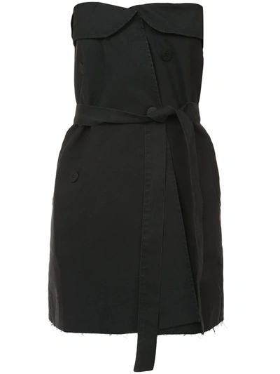 Shop Ben Taverniti Unravel Project Strapless Belted Mini Dress In Black