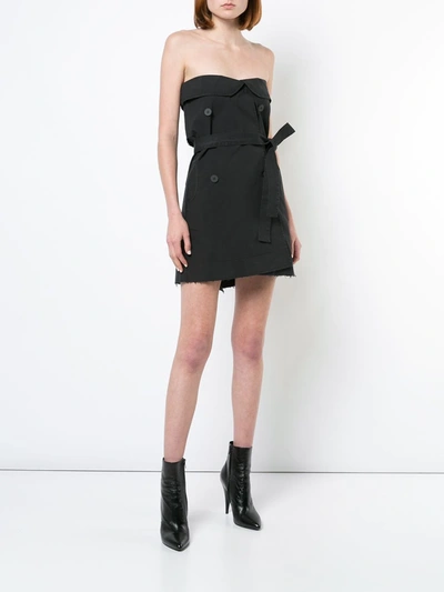 Ben Taverniti Unravel Project Strapless Belted Mini Dress In Black