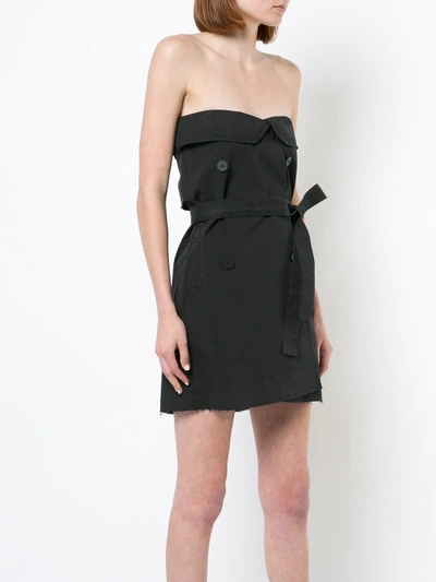 Shop Ben Taverniti Unravel Project Strapless Belted Mini Dress In Black