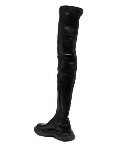 Shop Alexander Mcqueen Long Leather Boots In Black
