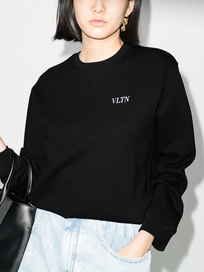 Shop Valentino Logo-print Long-sleeve Sweatshirt In Black