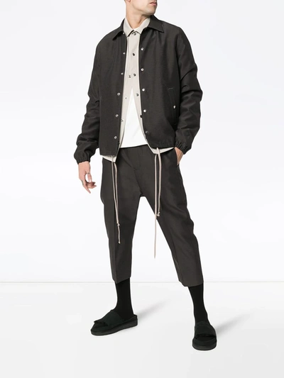 Rick Owens Buttoned Silk Cotton Blend Jacket In Grey