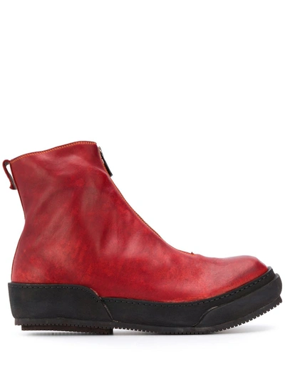 Shop Guidi Front Zip Boots In Red