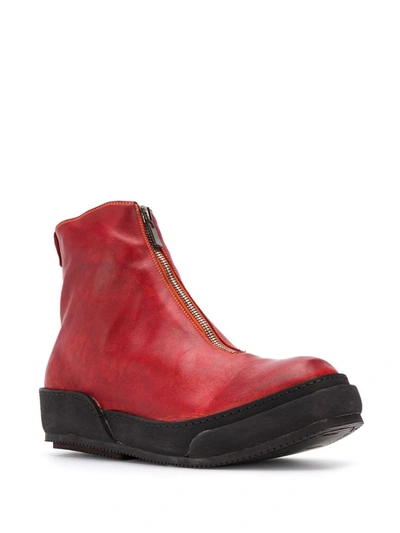 Shop Guidi Front Zip Boots In Red