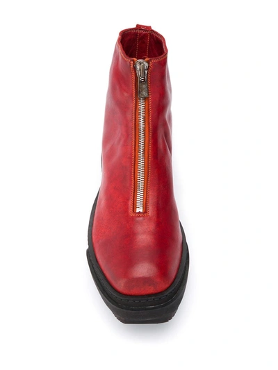 Shop Guidi Front Zip Boots In Red