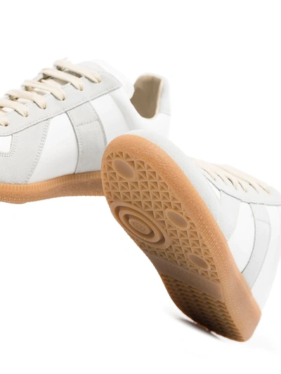 Maison Margiela Women Replica Low-top Leather Sneakers With Suede Inserts In White