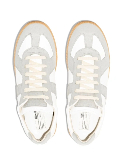 Maison Margiela Women Replica Low-top Leather Sneakers With Suede Inserts In White