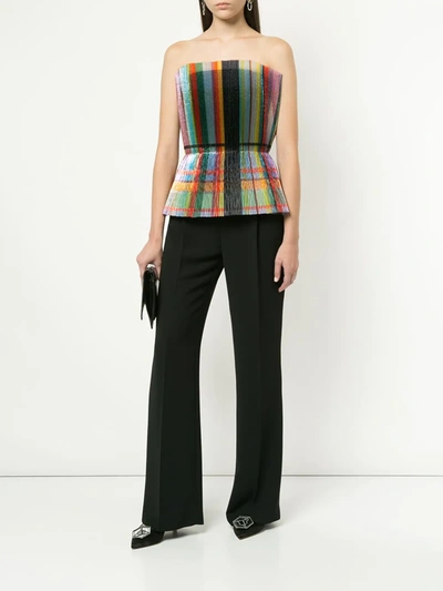 Shop Isabel Sanchis Glazed Metallic Pleated Peplum Top In Multicolour