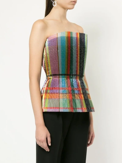 Shop Isabel Sanchis Glazed Metallic Pleated Peplum Top In Multicolour