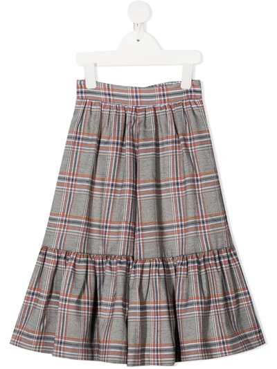Raspberry Plum Peaches Plaid-check Culottes In Grey