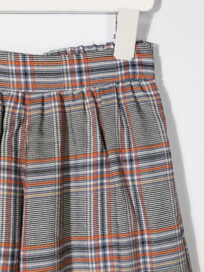 Raspberry Plum Peaches Plaid-check Culottes In Grey