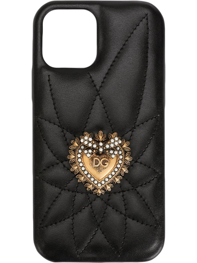 Shop Dolce & Gabbana Quilted Iphone 12/12 Pro Case In Black