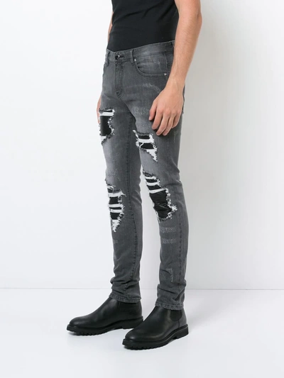 Shop God's Masterful Children Distressed Skinny Jeans In Grey