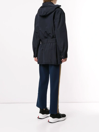 Pre-owned Chanel 1990s Hooded Belted Jacket In Blue