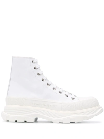 white tread sleek high top sneakers